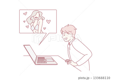 Teen boy watch banned adult content on laptop Teen boy watch banned adult content on laptop 133688110