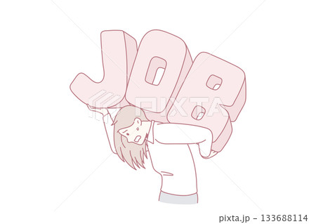 Exhausted businesswoman carry job on back 133688114
