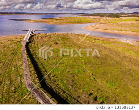 Aerial view. Alqueva lake, Evora Portugal. Aerial view. Alqueva lake, Evora Portugal. 133688137