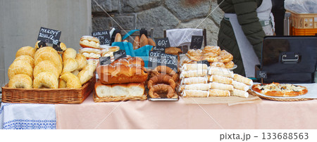 Artisan Bakery Stall at the Bustling Naplavka Market Artisan Bakery Stall at the Bustling Naplavka Market 133688563