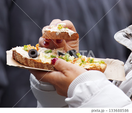 Autumn Open-Faced Sandwich at Prague Naplavka Market 133688586