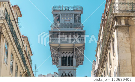Top ot Santa Justa Elevator timelapse in Lisbon, Portugal. Top ot Santa Justa Elevator timelapse in Lisbon, Portugal. 133689405