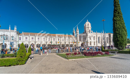 Hieronymites Monastery located in the Belem district of Lisbon timelapse hyperlapse, Portugal. Hieronymites Monastery located in the Belem district of Lisbon timelapse hyperlapse, Portugal. 133689410