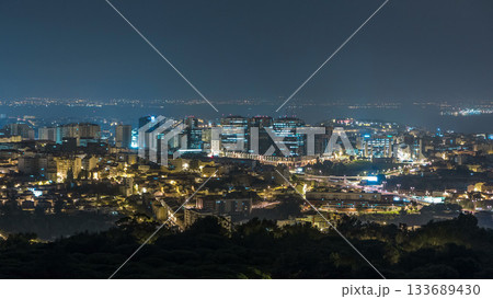 Panoramic view over Lisbon and Almada from a viewpoint in Monsanto timelapse. Panoramic view over Lisbon and Almada from a viewpoint in Monsanto timelapse. 133689430