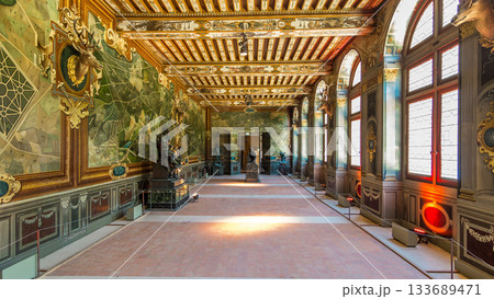 Interiors and architectural details of the Chateau de Fontainebleau timelapse hyperlapse in Fontainebleau, France Interiors and architectural details of the Chateau de Fontainebleau timelapse hyperlapse in Fontainebleau, France 133689471
