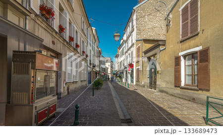 Walking on the street of Fontainebleau in France timelapse hyperlapse. Walking on the street of Fontainebleau in France timelapse hyperlapse. 133689473