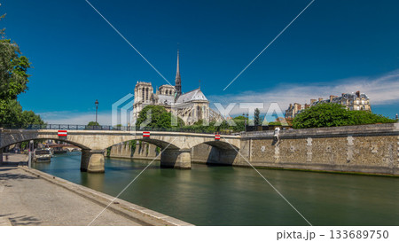 Seine and Notre Dame de Paris timelapse hyperlapse is the one of the most famous symbols of Paris Seine and Notre Dame de Paris timelapse hyperlapse is the one of the most famous symbols of Paris 133689750