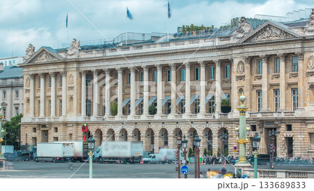 Architecture of Place de la Concorde timelapse in Paris. Paris, France. 133689833