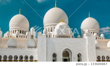 Sheikh Zayed Grand Mosque timelapse located in Abu Dhabi - capital city of United Arab Emirates. 133689867