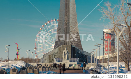 Statue of Konstantin Tsiolkovsky, Monument To the Conquerors of Space in Moscow, Russia Statue of Konstantin Tsiolkovsky, Monument To the Conquerors of Space in Moscow, Russia 133690251