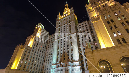 Stalin's famous skyscraper on Kudrinskaya Square timelapse hyperlapse, Moscow, Russia. Stalin's famous skyscraper on Kudrinskaya Square timelapse hyperlapse, Moscow, Russia. 133690255