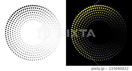 Dotted abstract circle geometric shape. Dots round circle shape. Dotted abstract circle geometric shape. Dots round circle shape. 133690822
