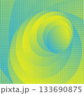 Abstract geometric pattern with green and yellow gradient circles creating dynamic, vibrant effect 133690875