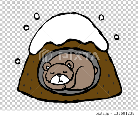山で冬眠をするクマ　熊　くま 133691239