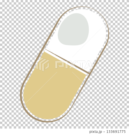 白とベージュのカプセル薬のイラスト 白とベージュのカプセル薬のイラスト 133691775