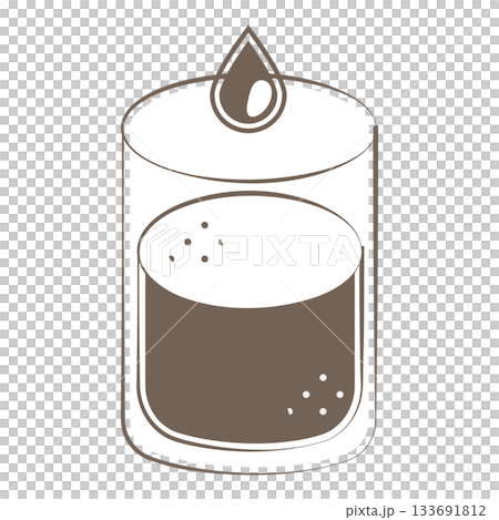 茶色線画のうがい薬入りコップ(花粉症・風邪対策・モノクロイラスト) 茶色線画のうがい薬入りコップ(花粉症・風邪対策・モノクロイラスト) 133691812