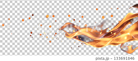 Fiery molten like liquid swirls and bursts of intense orange red and yellow flames in a dynamic photo composition 133691846