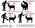 日本の鹿へのインバウンド向け注意喚起ピクトグラムのセット 日本の鹿へのインバウンド向け注意喚起ピクトグラムのセット 133692030