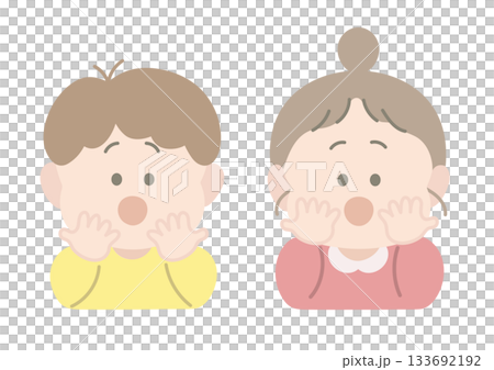 Surprised boy and girl pose facial expression Surprised boy and girl pose facial expression 133692192