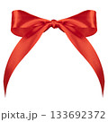 Red satin ribbon bow isolated on white background 133692372