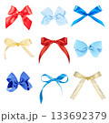 Set of ribbon bows isolated on white background 133692379