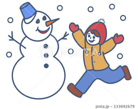 雪だるまと男の子 133692679