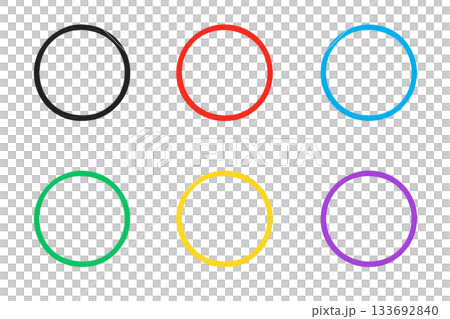 Simple round icon set of 6 colors 133692840