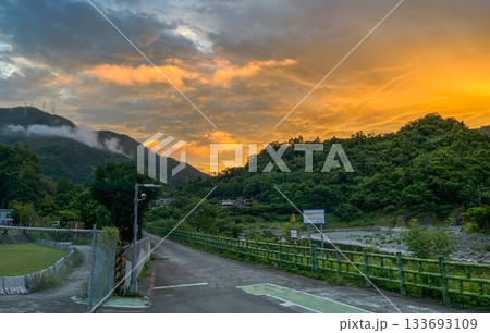 Sunrise over Wulai Valley New Taipei City Taiwan. 133693109