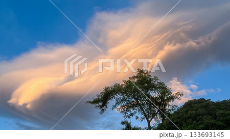 Dramatic Golden Shelf Cloud over Wulai New Taipei City Taiwan. 133693145