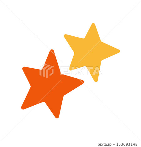 Two five pointed stars, one orange and one yellow, overlapping slightly. Flat style 133693148