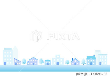 冬の町並み・住宅街のシンプルな背景イラスト 133693286