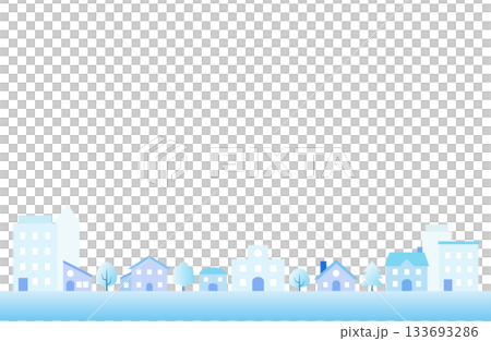 冬の町並み・住宅街のシンプルな背景イラスト 133693286