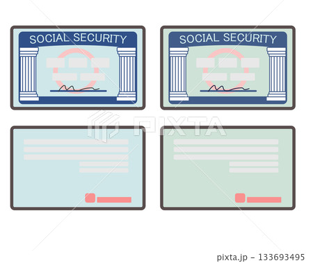 ソーシャルセキュリティーカードの表裏のイラスト ソーシャルセキュリティーカードの表裏のイラスト 133693495