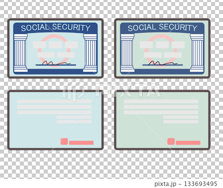 ソーシャルセキュリティーカードの表裏のイラスト ソーシャルセキュリティーカードの表裏のイラスト 133693495