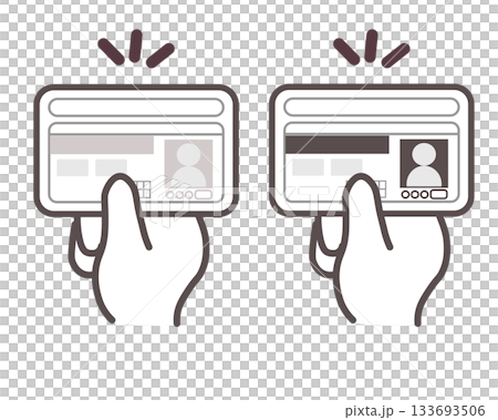 Illustration of a hand holding out a driver's license 133693506