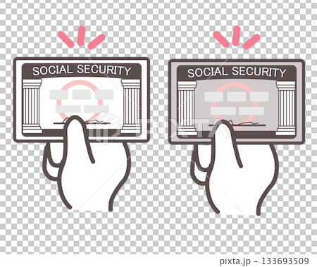 ソーシャルセキュリティーカードを差し出す手のイラスト 133693509