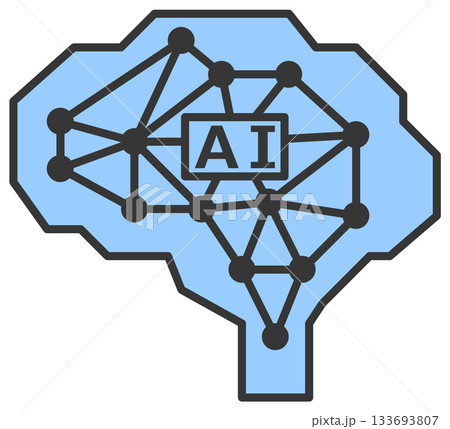 情報や計算を高速で処理する高性能AIの頭脳アイコン 133693807