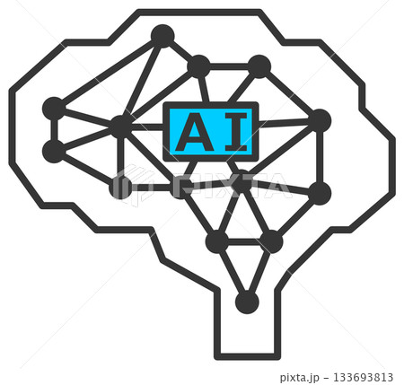情報や計算を高速で処理する高性能AIの頭脳アイコン 情報や計算を高速で処理する高性能AIの頭脳アイコン 133693813