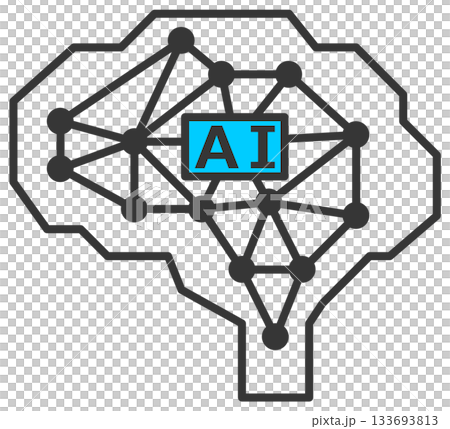 情報や計算を高速で処理する高性能AIの頭脳アイコン 情報や計算を高速で処理する高性能AIの頭脳アイコン 133693813