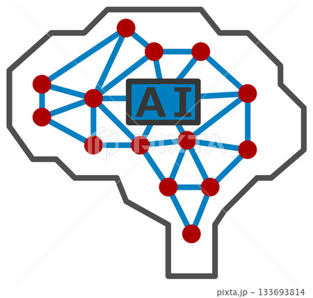 情報や計算を高速で処理する高性能AIの頭脳アイコン 情報や計算を高速で処理する高性能AIの頭脳アイコン 133693814