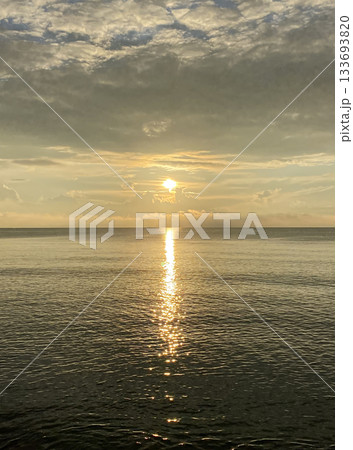 Golden Sunset Over Calm Sea Horizon Golden Sunset Over Calm Sea Horizon 133693820