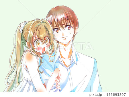 年下の女性にくっつかれる男性　困る 133693897