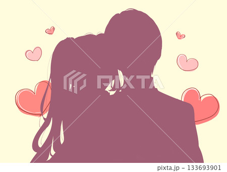 くっつく男女　恋愛　シルエット 133693901