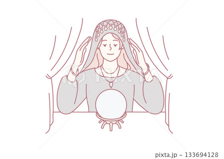 Female fortune teller with magic ball Female fortune teller with magic ball 133694128