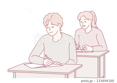 Students study diligently, Students dedicate themselves fully to their educational pursuits during tests Students study diligently, Students dedicate themselves fully to their educational pursuits during tests 133694160