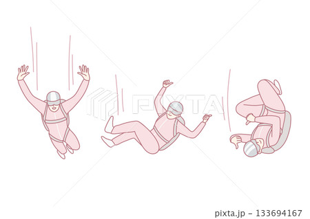 Person in suit jumping with parachute 133694167