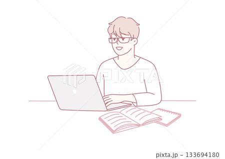 Anxious individual showing distress, Person holding head in signs of mental and emotional tension 133694180