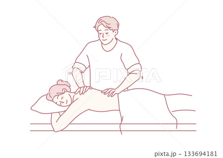 Man masseur massage female patient Man masseur massage female patient 133694181