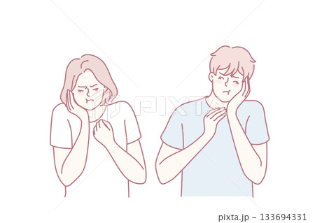 Unhealthy people suffer from toothache 133694331