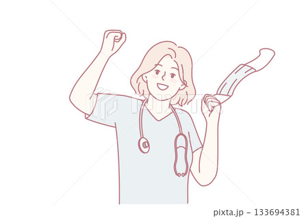 Smiling doctor take off face mask 133694381